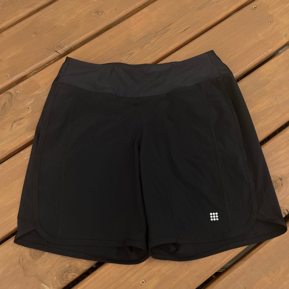 Title Nine Athletic Shorts Anti-Run Shorts 7" Inseam Black Zipper Pocket Size S